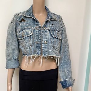 Highway Jeans Destroyed Crop Denim Jacket, small
